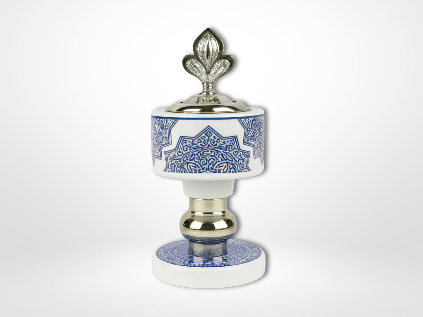 ANTIQUE BAKHOOR BURNER - Blue , White & Silver